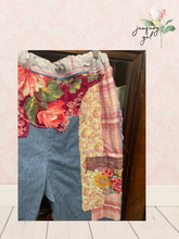 Load image into Gallery viewer, drawstring waist vintage patchwork lightweight denim capri jeans Curvy Plus Upcycled 3X
