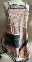 Load image into Gallery viewer, Distressed Charcoal &amp; Black Lace Shabby Chic Upcycle Apron - Smock
