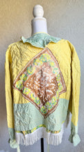 Load image into Gallery viewer, Handstitched Green &amp; Yellow Roses Barn Coat Jacket - Fits up to Large XL
