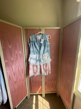 Load image into Gallery viewer, denim &amp; pink roses vintage sheets - shirt | duster *Fits Up to Medium*
