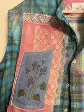 Load image into Gallery viewer, Bright Aqua Upcycled Menswear Vest  Blouse Shirt
