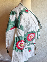 Load image into Gallery viewer, Hand Stitched Hearts &amp; Floral Applique Short Wrap Quilt Jacket - Fits Oversized Plus to 5X
