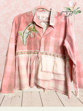 Load image into Gallery viewer, Linen Tree Scenic Vintage Dusty Pink Buffalo Check Upcycled Menswear Blouse Shirt
