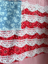Load image into Gallery viewer, Red &amp; White Pinstripe Oxford Cloth Men's Upcycle American Flag Shirt 4th of July - Fits to plus
