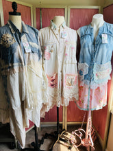 Load image into Gallery viewer, denim &amp; pink roses vintage sheets - shirt | duster *Fits Up to Medium*
