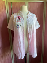 Load image into Gallery viewer, Hand dyed pink ombré linen blouse with handkerchief vintage floral *Fits Up to Plus*
