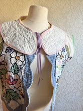 Load image into Gallery viewer, Stained Glass Pastel Quilt Vest Reversible with detached collar - Fits up to XLarge 1X
