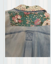 Load image into Gallery viewer, Hearts &amp; Roses Needlepoint Denim Duster Shirt
