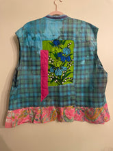 Load image into Gallery viewer, Bright Aqua Upcycled Menswear Vest  Blouse Shirt
