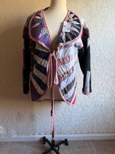 Load image into Gallery viewer, Mariner's Compass Moody Hues Purples Urban Quilt Jacket - Fits Large XL to 2X Oversized Plus
