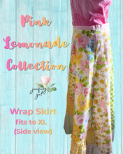Load image into Gallery viewer, Wrap pink skirt bright summer with bright vintage sheets textiles asymmetric hemline fits to XL

