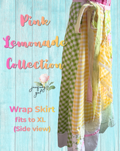 Load image into Gallery viewer, Wrap pink skirt bright summer with bright vintage sheets textiles asymmetric hemline fits to XL
