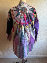 Load image into Gallery viewer, Mariner's Compass Moody Hues Purples Urban Quilt Jacket - Fits Large XL to 2X Oversized Plus
