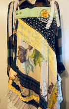 Load image into Gallery viewer, Black Calico Crochet &amp; Vintage Feedsack Farm Girl Apron - Smock
