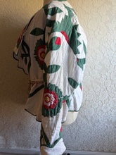 Load image into Gallery viewer, Hand Stitched Hearts &amp; Floral Applique Short Wrap Quilt Jacket - Fits Oversized Plus to 5X
