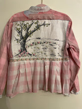 Load image into Gallery viewer, Linen Tree Scenic Vintage Dusty Pink Buffalo Check Upcycled Menswear Blouse Shirt
