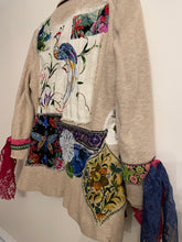 Load image into Gallery viewer, Upcycled Vintage Peacock Needlepoint Patchwork Tweed Blazer Jacket Ralph Lauren
