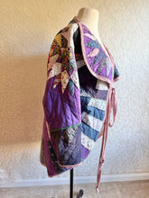 Load image into Gallery viewer, Mariner's Compass Moody Hues Purples Urban Quilt Jacket - Fits Large XL to 2X Oversized Plus
