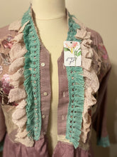 Load image into Gallery viewer, frankly fancy fringe 1940's barkcloth oxford cloth upcycled duster shirt
