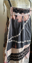 Load image into Gallery viewer, Distressed Charcoal &amp; Black Lace Shabby Chic Upcycle Apron - Smock
