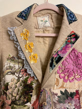 Load image into Gallery viewer, Upcycled Vintage Peacock Needlepoint Patchwork Tweed Blazer Jacket Ralph Lauren
