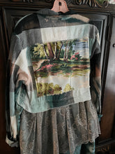 Load image into Gallery viewer, verdant scenic upcycled vintage flannel shirt - duster
