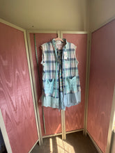 Load image into Gallery viewer, aqua plaid &amp; calico florals - oversized shirt | duster *Fits Up to Medium*
