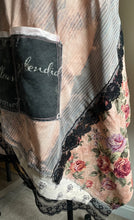Load image into Gallery viewer, Distressed Charcoal &amp; Black Lace Shabby Chic Upcycle Apron - Smock
