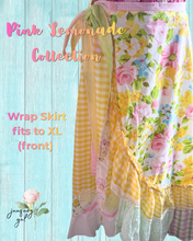 Load image into Gallery viewer, Wrap pink skirt bright summer with bright vintage sheets textiles asymmetric hemline fits to XL

