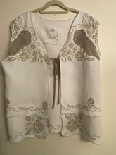 Load image into Gallery viewer, Cross stitch taupe embroidery vest
