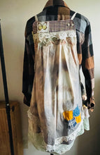 Load image into Gallery viewer, Black Calico Crochet &amp; Vintage Feedsack Farm Girl Apron - Smock
