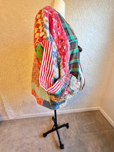 Load image into Gallery viewer, Vintage Patchwork Feedsack Crazy Quilt Jacket - Size 2X to 5X - Curvy Plus Oversized
