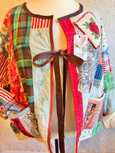 Load image into Gallery viewer, Vintage Patchwork Feedsack Crazy Quilt Jacket - Size 2X to 5X - Curvy Plus Oversized
