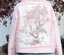 Load image into Gallery viewer, Fancy Whisper Pale Pink Liquid Satin Ice Cherry Blossom Quilt Coat Jacket - Fits to Large
