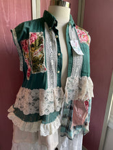 Load image into Gallery viewer, hunter green floral duster with vintage laces &amp; eyelet | special occasion duster - oversized *Fits Up to Plus*
