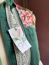 Load image into Gallery viewer, hunter green floral duster with vintage laces &amp; eyelet | special occasion duster - oversized *Fits Up to Plus*
