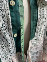 Load image into Gallery viewer, hunter green floral duster with vintage laces &amp; eyelet | special occasion duster - oversized *Fits Up to Plus*
