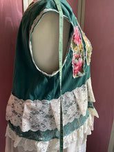 Load image into Gallery viewer, hunter green floral duster with vintage laces &amp; eyelet | special occasion duster - oversized *Fits Up to Plus*
