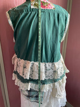 Load image into Gallery viewer, hunter green floral duster with vintage laces &amp; eyelet | special occasion duster - oversized *Fits Up to Plus*
