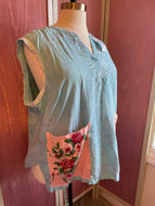 tie dyed linen vintage floral tunic | oversized shirt *Fits Up to Plus*
