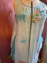 Load image into Gallery viewer, aqua tie dye vintage florals linen sundress | oversized | coverup *Fits Up to XL*
