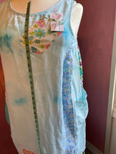 Load image into Gallery viewer, aqua tie dye vintage florals linen sundress | oversized | coverup *Fits Up to XL*
