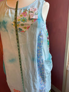 aqua tie dye vintage florals linen sundress | oversized | coverup *Fits Up to XL*
