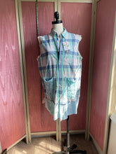 Load image into Gallery viewer, aqua plaid &amp; calico florals - oversized shirt | duster *Fits Up to Medium*
