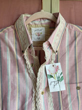 Load image into Gallery viewer, pastel pink roses &amp; oxford cloth loose shirt | duster | coverup *Fits Up to XL*
