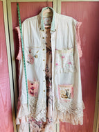 kittens roses & cottage core oversized shirt / duster *Fits Up to Plus*