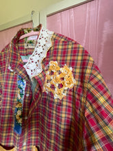 Load image into Gallery viewer, Irish Coffee &amp; Whiskey Upcycled Red Gold Plaid - duster | oversized shirt *Fits Up to XL*
