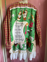 Load image into Gallery viewer, Irish Coffee &amp; Whiskey Upcycled Red Gold Plaid - duster | oversized shirt *Fits Up to XL*
