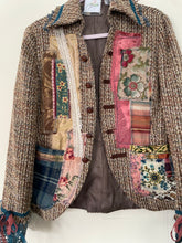 Load image into Gallery viewer, Upcycled Bouclé Barkcloth Patchwork Tweed Jacket - Size Large
