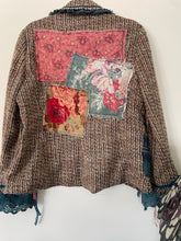 Load image into Gallery viewer, Upcycled Bouclé Barkcloth Patchwork Tweed Jacket - Size Large
